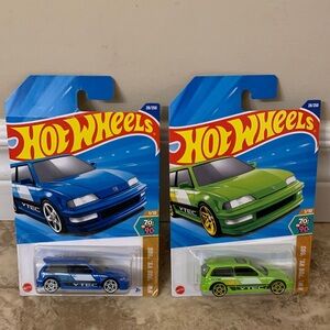 Hot Wheels Honda Civic EF ‘90 1990 Blue Green Vtec 28/250 or 1/10 70s vs 90s